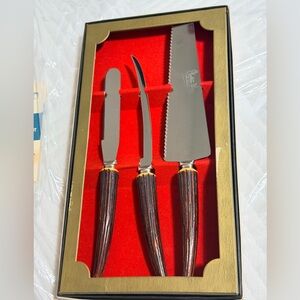 Kitchen Charm Vintage Stag Handle Hostess Serving Set NIB USA Made